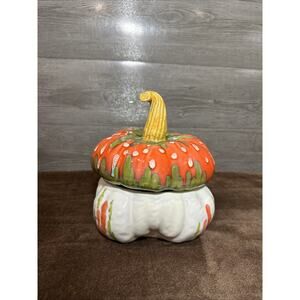 Vintage Bassano Pumpkin Gourd RARE Lidded Jar Signed Made In Italy